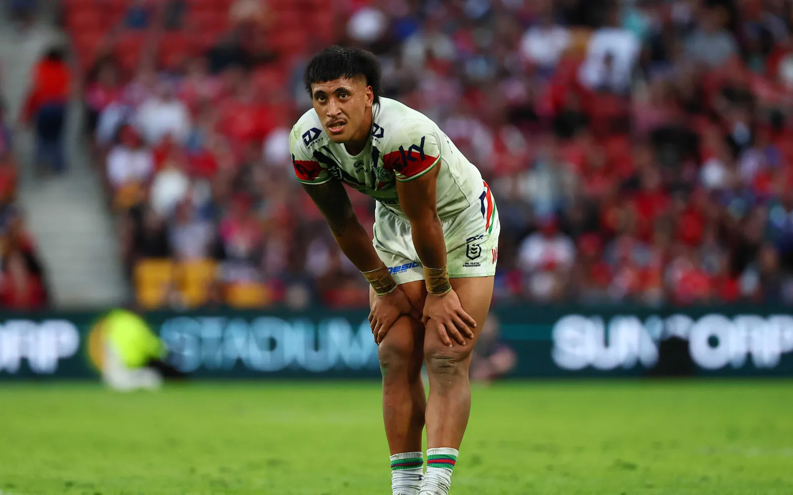 Eddie Ieremia-Toeava of the Warriors during the match between the Dolphins v New Zealand Warriors, round 17 of the NRL Telstra Premiership rugby league competition at Suncorp Stadium, Brisbane, Australia on Saturday 27 June 2026. © Photo: Tertius Pickard/ Photosport
