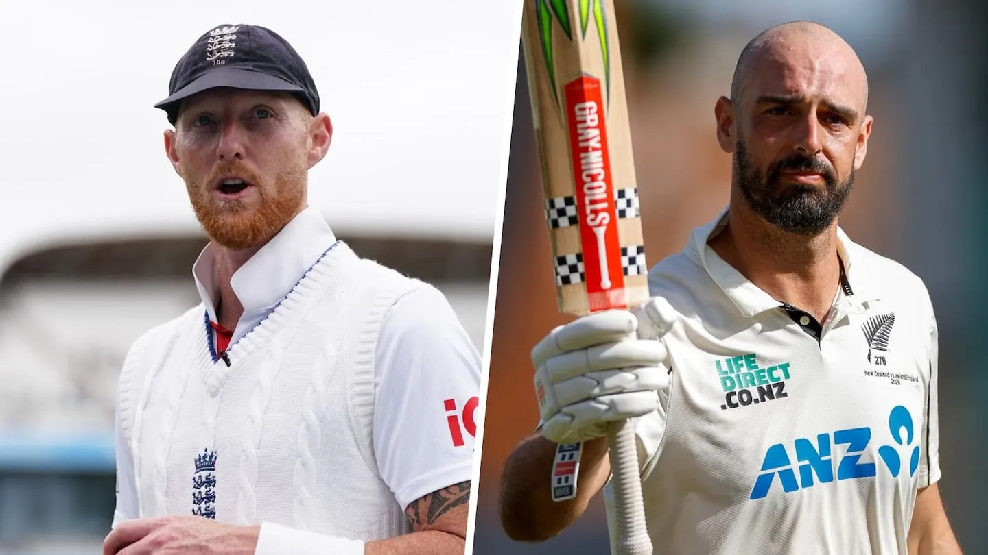 Ben Stokes (left) and Daryl Mitchell. Photos / Getty Images, Photosport