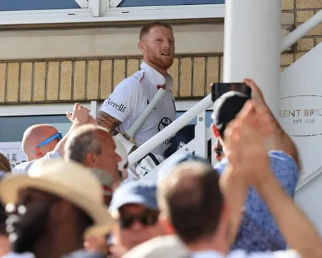 Ben Stokes climbs the steps to the dressing room at Trent Bridge.