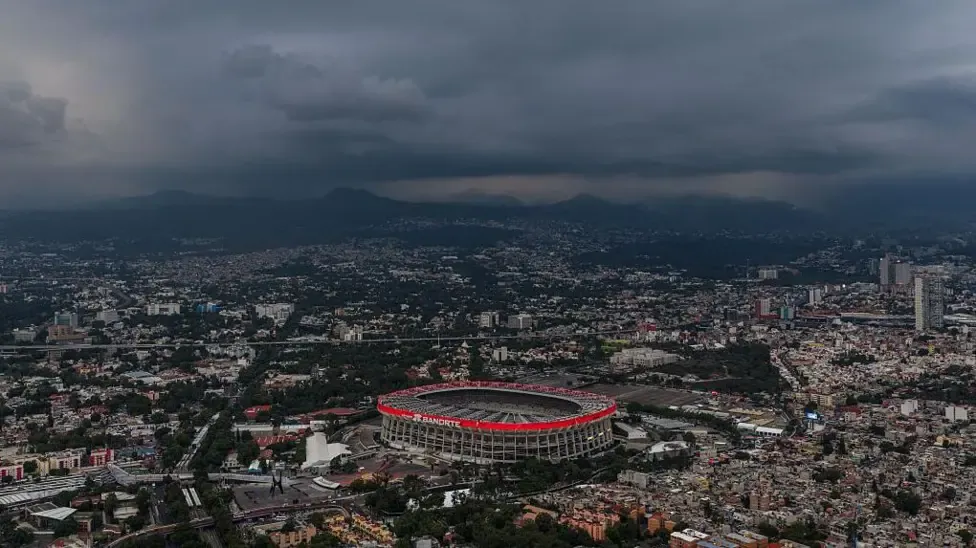 An aerial view of the Estadio Azteca in Mexico City during the 2026 FIFA World Cup